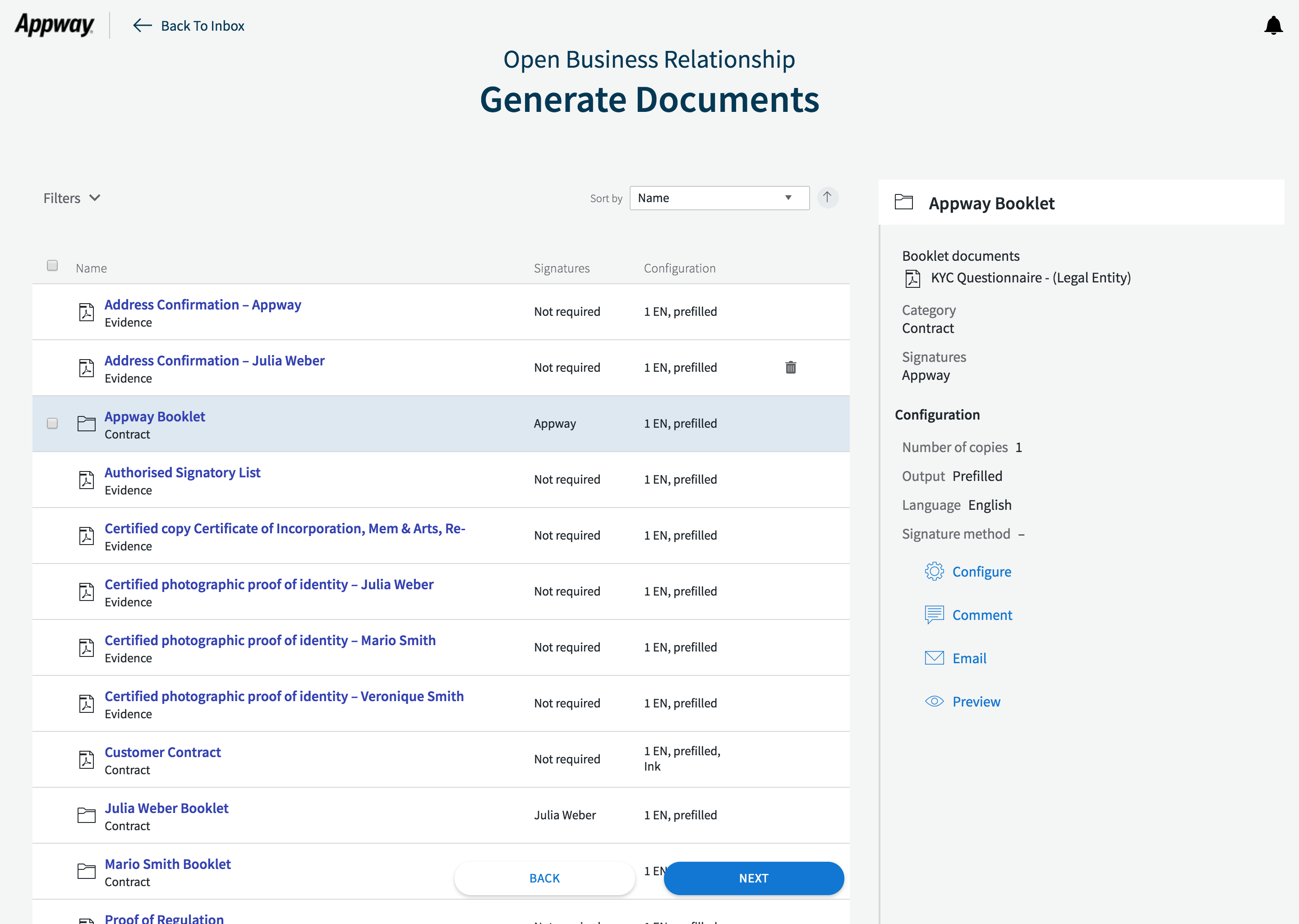 Document Generator Application Business Component (Legacy) Appway